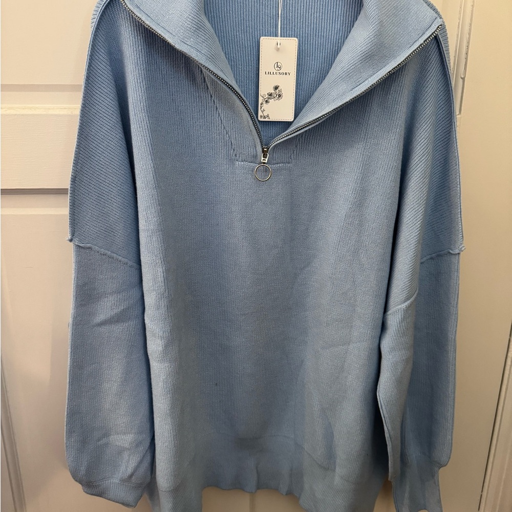 Lillusory Light Blue Half-Zip Sweater